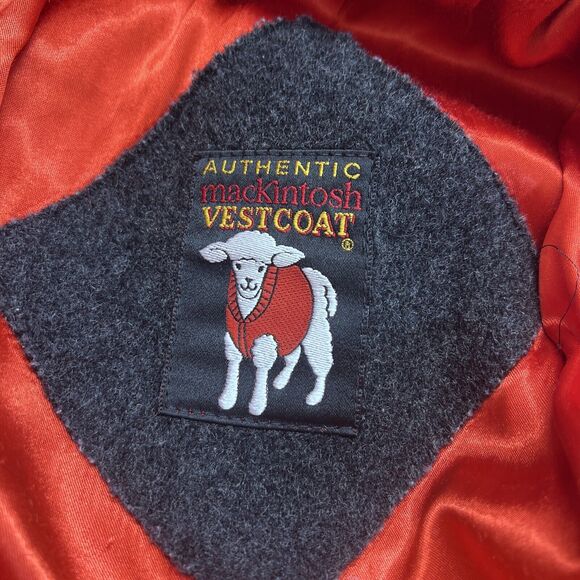 Authentic Mackintosh Vest Coat Hoodie Wool Dark Gray and Red Size Medium - Picture 6 of 7